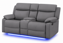 GREY CONSOLE RECLINING LOVESEAT WITH LED AND SPEAKER