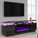 Bhhatu 2 Tier High Gloss TV Stand with Electric Fireplace Included white and black