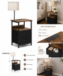 1 pc Nightstand with LED Lights Bedside Table with 3 Color Temperatures Bulb