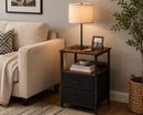 1 pc Nightstand with LED Lights Bedside Table with 3 Color Temperatures Bulb