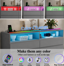Modern 6-Drawer LED Dresser with Open Display Shelves (grey)