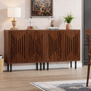 59" Sideboard Buffet Cabinet with Doors & Adjustable Shelves - Dark Brown
