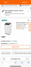 BLACK+DECKER
17.69 in. W 0.9 cu. ft. White Portable Top Load Washing Machine