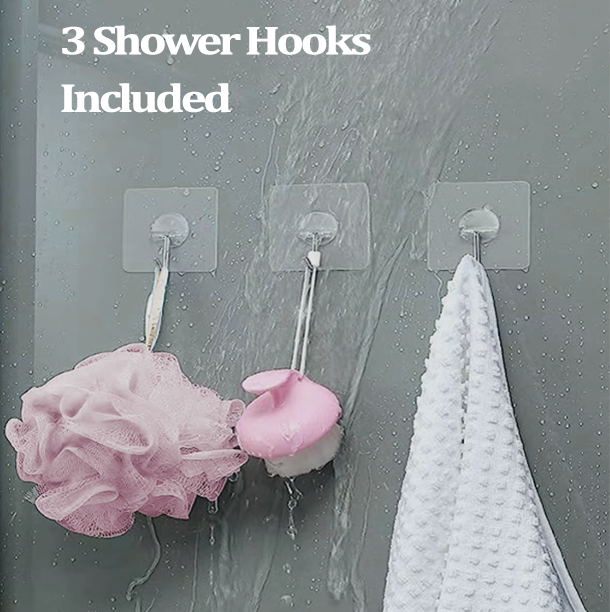 Bath Shower Pouf | 3 Bath Pouf Set with 3 Hooks - The Triangle