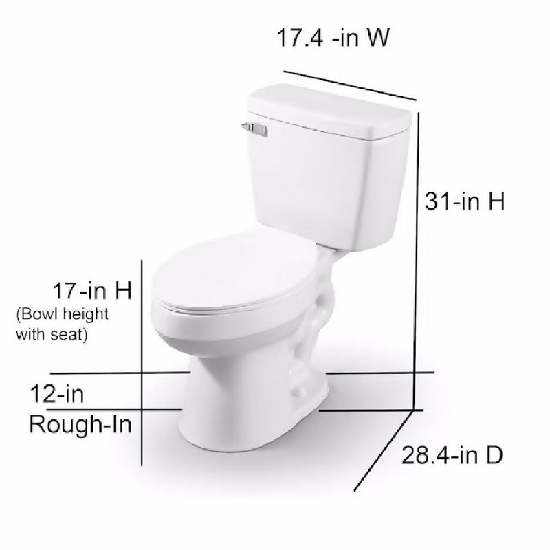 Project Source Pro-Flush White Elongated Chair Height 2-piece WaterSense Toilet