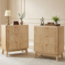 Ebern Designs Rhythm Tall Wood Nightstand with 3 Drawers, Fluted Modern Design for Bedroom, 23.6"W x 15.8"D x 28.3"H & Reviews | Wayfair