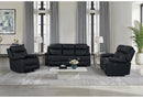 U6026 Black Pu 72A Rec Sofa/Console Rec Loveseat W/Led & Speaker/Rec