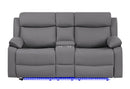U6026 Grey Pu 46A Console Reclining Loveseat With Led And Speaker