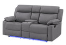 [Pre-order] U6026 Grey Pu Rec Sofa/Console Rec Loveseat W/Led & Speaker/Rec