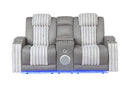 U8000 Grey Pwr Console Rec Loveseat W/Phr, Led And Speaker