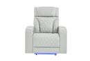 U8611 Blanche Silver Power Recliner With Power Headrest And Led