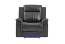 U8879 Charcoal Pwr Rec Sofa/Pwr Con Rec Loveseat W/Led & Gl Ss
