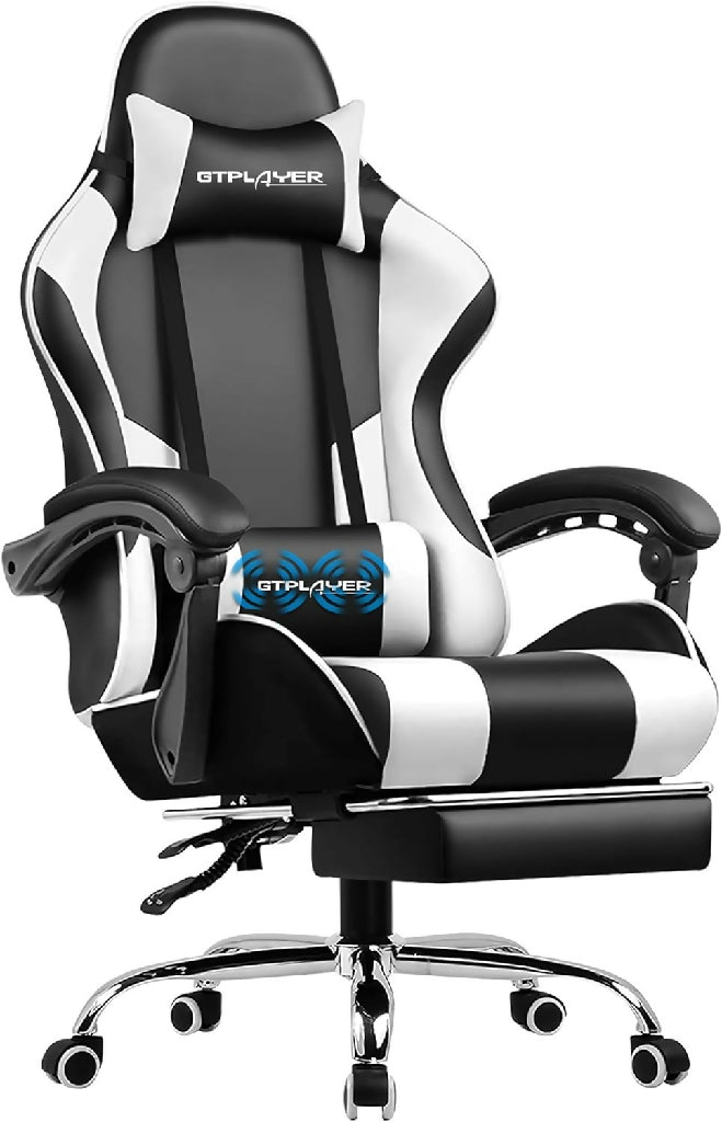 GTPLAYER Gaming Chair, Computer Chair with Footrest in White. Blue or Red