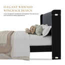 King Size- Willa Arlo™ Interiors Candler Velvet Upholstered Platform Bed with Wingback Headboard and Wooden Slats (Black, King)