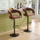 VECELO Bar Stools Set Adjustable Swivel Modern PU Leather Barstools, Counter Bar Stools with Back and Arms, Brown Set of 2 THD-C13-DBRN - The Home Depot