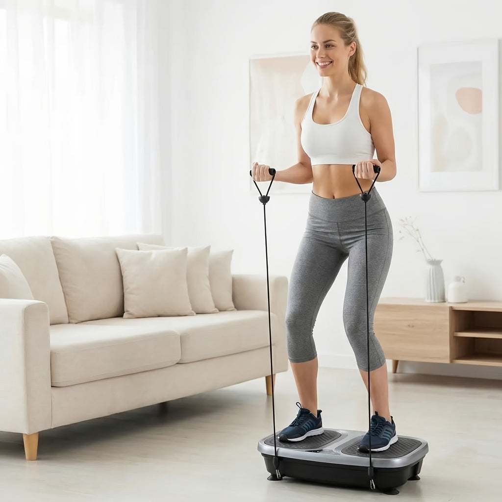 Vibration Plate Exercise Machine for Home Gym with LED Touch Screen And Pull Ropes