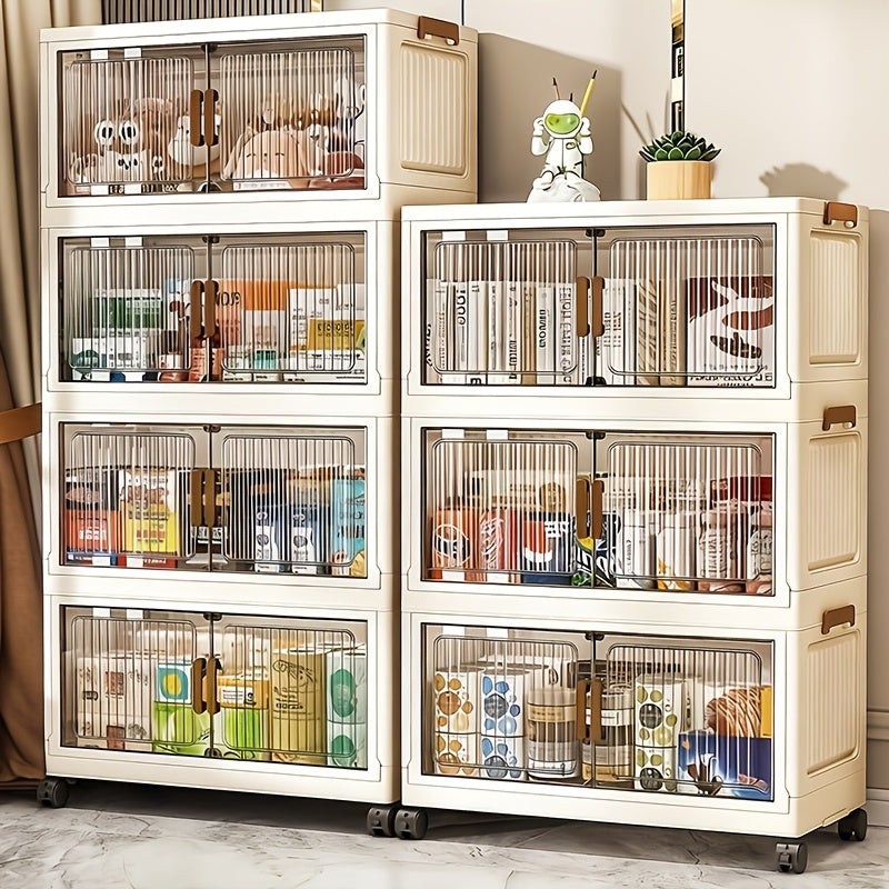 456 Layers LargeCapacity Stackable Lidded Storage Cabinet with Casters Portable Foldable Plastic Wardrobe Organizer And Drawer Unit Multifunctional Rolling Storage Box with Handles for Home Use for in Living Rooms Offices Dormitories