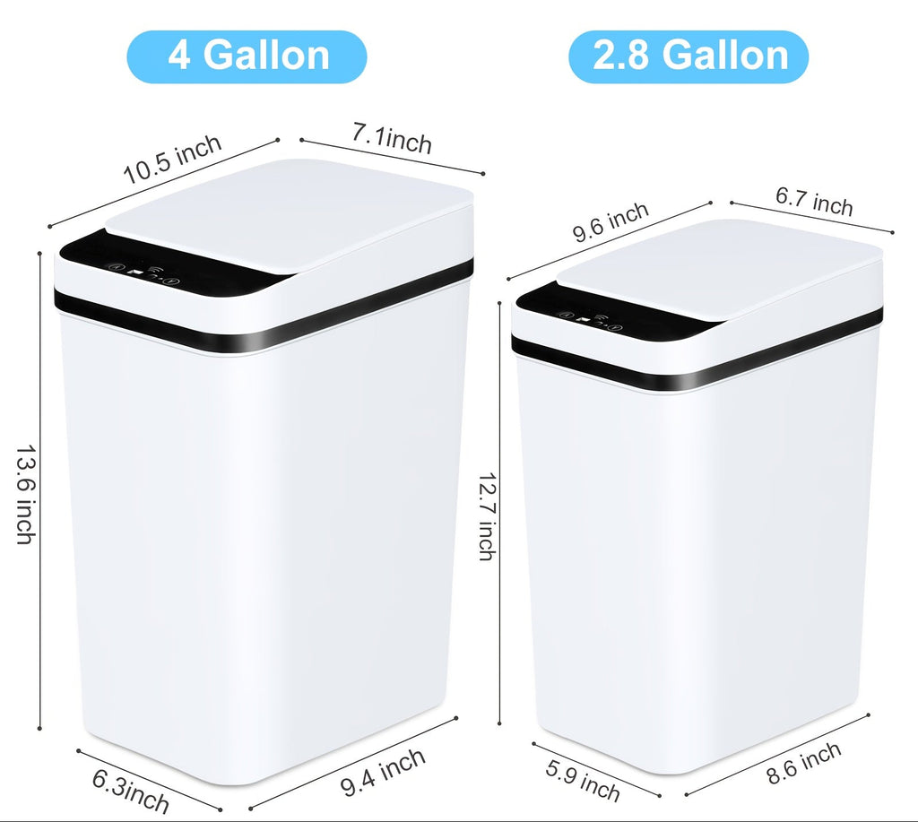 2 Pack Bathroom Automatic Trash Can with Lid 4 Gallon And 28 Gallon Touchless Small Garbage Can Slim Motion Sensor Smart Trash Bin for Bedroom Office Living Room