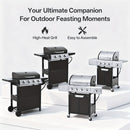 344 Sq Propane Grill 4 Burner Barbecue Grill Stainless Steel Gas Grill with Side Burner for Outdoor BBQ Camping Perfect Gift for Family