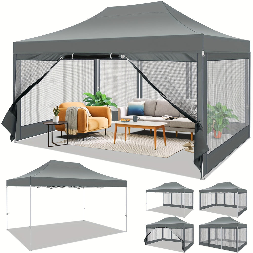 10x15ft Pop Up Tent Canopy with Side Walls and Mesh Includes Handbag Enhanced Construction for Strength  Stability Easy Setup Perfect for Parties in Gardens Lawns Terraces and Outdoor Festivals