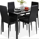 5pcsset Dining Table Set Modern Rectangular Glass Dining Room Table Set Luxury And Classic Table with 4pcs Artificial PU Chairs for Small Spaces Kitchen Table And Chairs for 4 Table with Chairs Home Furniture Home Decor New Year Housewarming