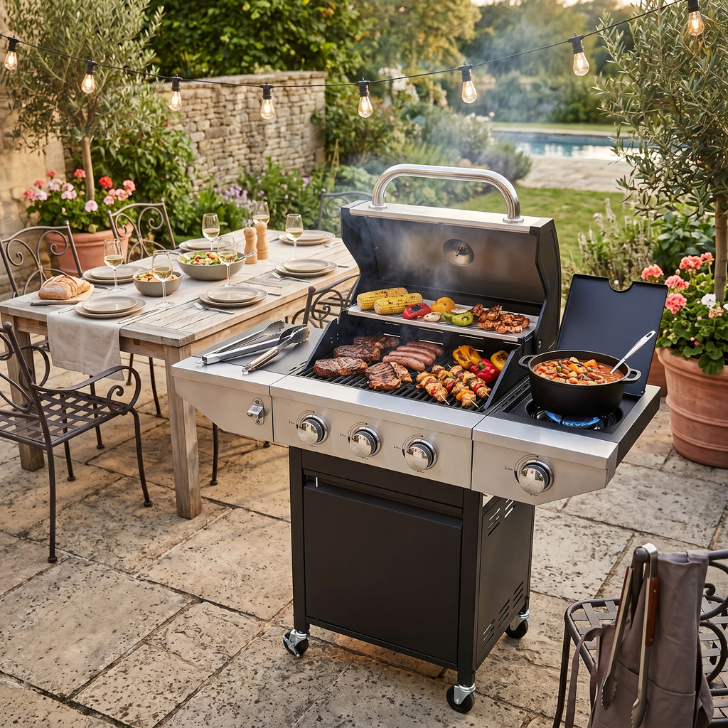 388 Sq In Extra Large Cooking Space 3 Burner LP Gas Grill With Side Burner  HeavyDuty Outdoor Propane BBQ For Patio Garden Backyard  Camping Easy Assembly For Outdoor Kitchen Pefect Gift For FatherS Day