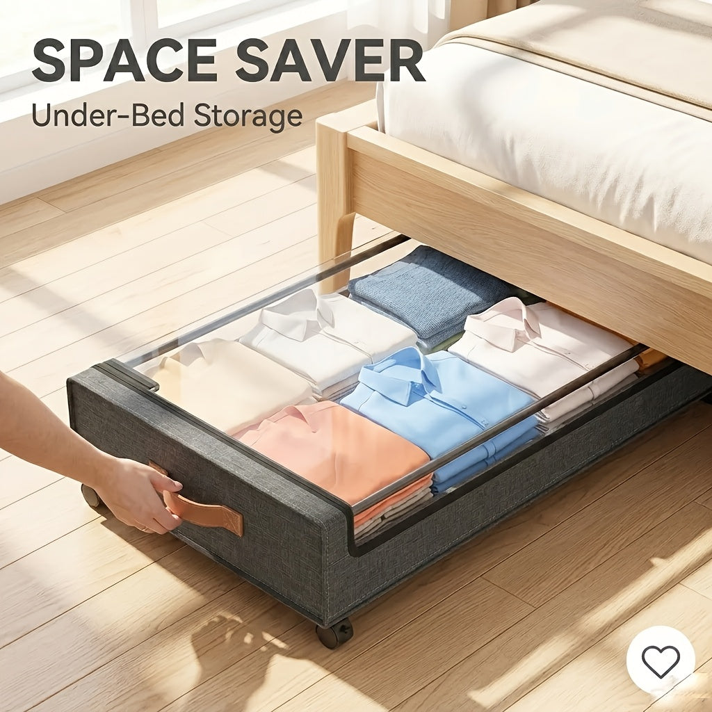 2 Pack Of Wheeled Under Bed Storage Box Under Bed Storage Box Under Bed Shoe Rack Organizer Metal Drawer Under Wheel Bed for Clothes Blankets Shoes Books Bedding UnderBed Storage