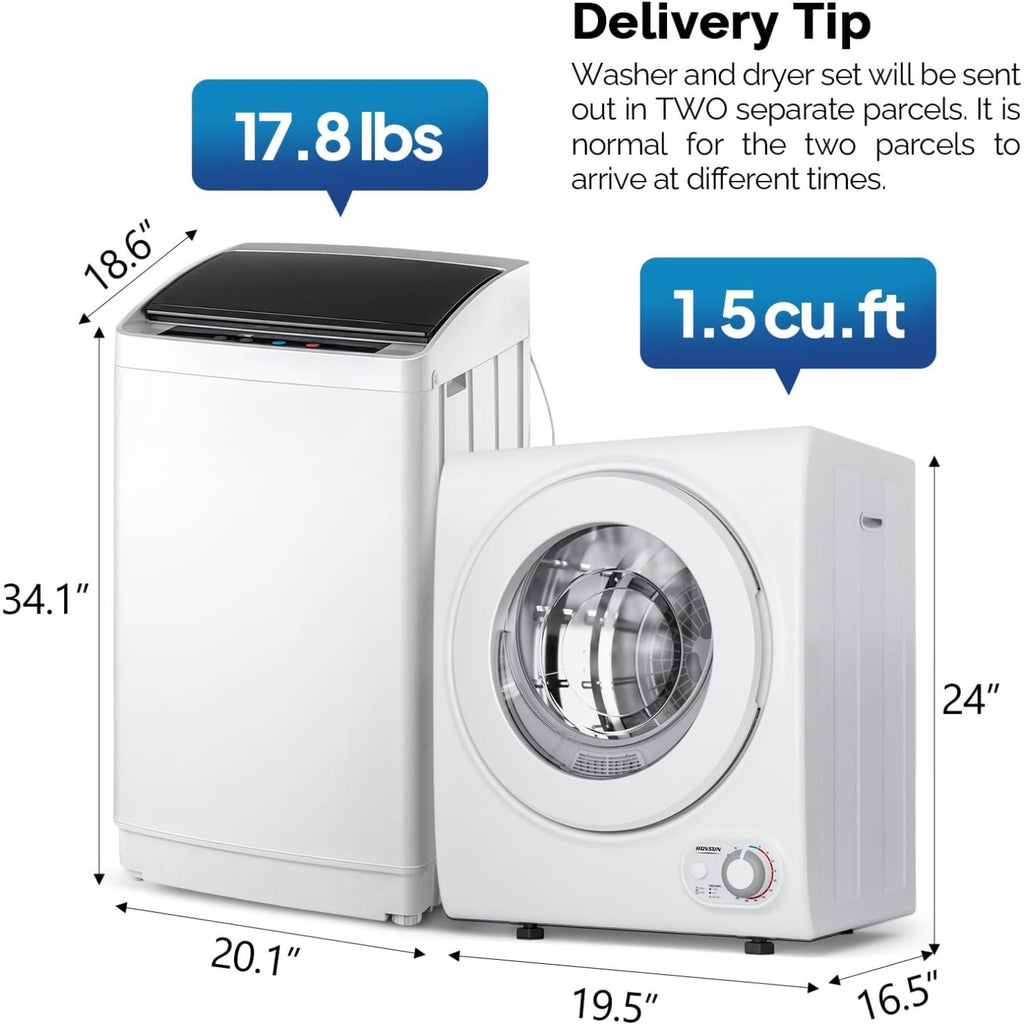 Washing Machine  Dryer Combo  Compact Laundry Set with Stainless Steel Tub  Smart Control Quick WashDry NoiseFree Apartment Dorm RV Home Ideal for Small Spaces