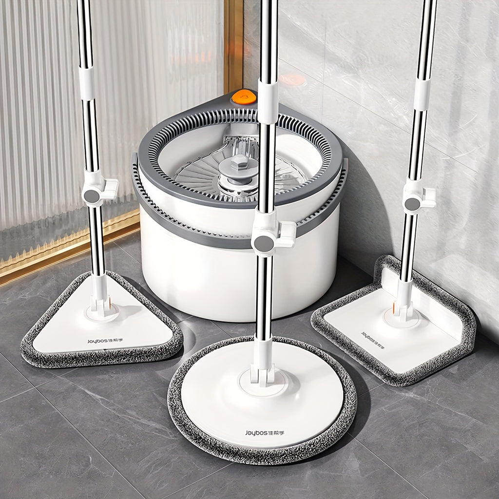 Spin Mop and Bucket System with 3 Interchangeable Heads Dual Compartment Bucket  Thick Washable Microfiber Pads  Efficient Cleaning for Hardwood Tile Laminate Floors in Bedroom Bathroom or Living Room