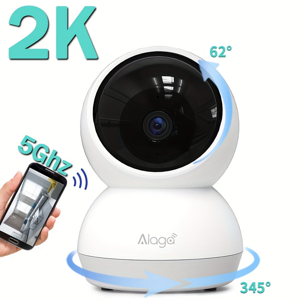 1pc Alaga 2K Home Security Camera Indoor Wireless AI Motion Tracking 24G5G DualBand 360 PanTiltZoom IR Night Vision TwoWay Audio Siren Alarm Works With AlexaGoogle Assistant