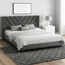 Costoffs Bed Frame Velvet Upholstered Platform Bed with Wing Edge  Headboard Wooden Slat Support for Sturdy Mattress Support Easy Assembly TwinFullQueen Size