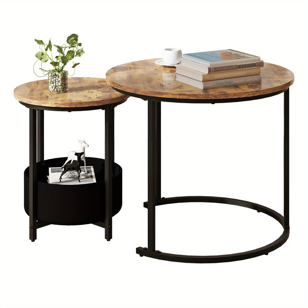 Set 2 Coffee Table with Storage Living Room Coffee Table Sofa Side Table Set 2 Nested Table Multifunctional Storage Set Table Sturdy And Practical Suitable for Living Room Bedroom Office