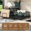 Dish Drying Rack 2Tier Dish Racks for Kitchen Counter Dish Rack with Drainboard  Mat Dish Drainer with Knife Fork  Cup Rack Gifts for Women Mothers Day Cool Stuff  Kitchen Gadgets