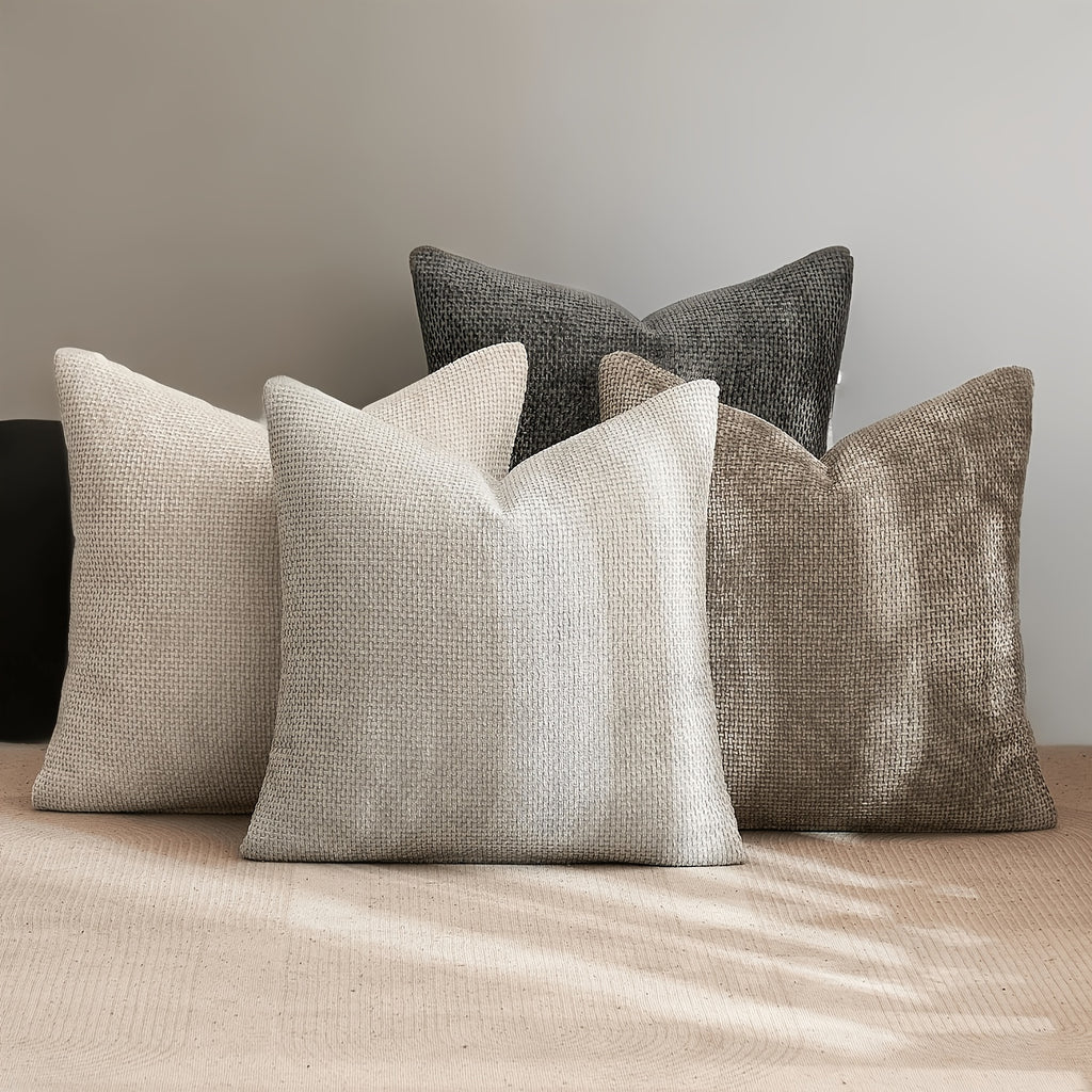 4pcs Festive Neutral LinenLike Decorative Sofa Pillow Covers Soft Material Farmhouse Bohemian Cushion Cases Suitable for Modern Farmhouse Home Decoration Sofa Bedroom And Living Room Decor  Pillow Insert Not Included
