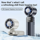 Portable Handheld Mini Turbine Fan USB Rechargeable Travel Personal Fan 199 Speeds Working Time Up to 10 Hours HandheldNeckDesktop Fan 3In1 Foldable Silent Cooling Fan for Beach VacationOutdoorHomeOffice
