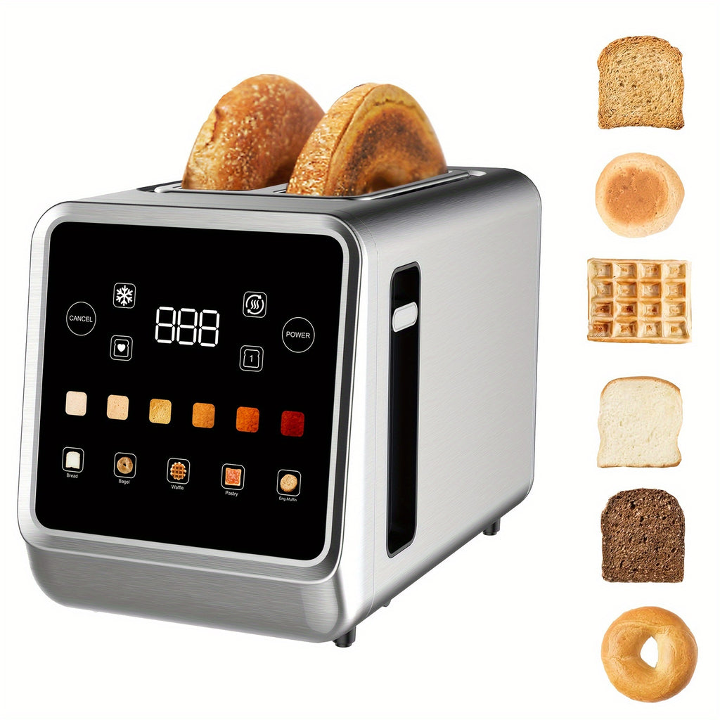 Toaster Digital Touch Screen Toasters with 5 Bread Selection 7 Shade Setting And BagelDefrostCancelReheat Function 15 2 Slice Stainless Steel Tostadora with Removable Crumb Tray
