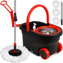Spin Mop And Bucket with Wringer Set on Wheels 360 Spinning Mop Bucket System with 3 Microfiber Mop Replacement Heads And 61 Adjustable Handle for Floor Cleaning 25QT