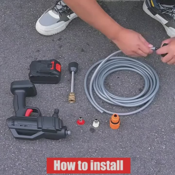 Wireless Highpressure Cleaner with Rechargeable Battery Available in 1battery or 2battery Options Batterypowered Suitable for Cars Yards Driveways and Gardens Features a Green Stainless Steel Foam Nozzle Portable Electric Car Wash Tool