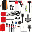 Complete Car Cleaning Set Featuring a Foam Gun Sprayer Detailing Brushes a Vacuum a Windshield Cleaning Tool a Tire Brush And Towels for Thorough Interior And Exterior Detailing Without Battery