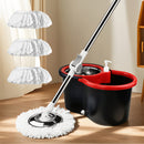 DualDrive Spin Mop and Bucket Set with Wringing System 3 LONG LASTING Microfiber Mop Heads 360 Cleaning for Hardwood Tile Marble Laminate Floors