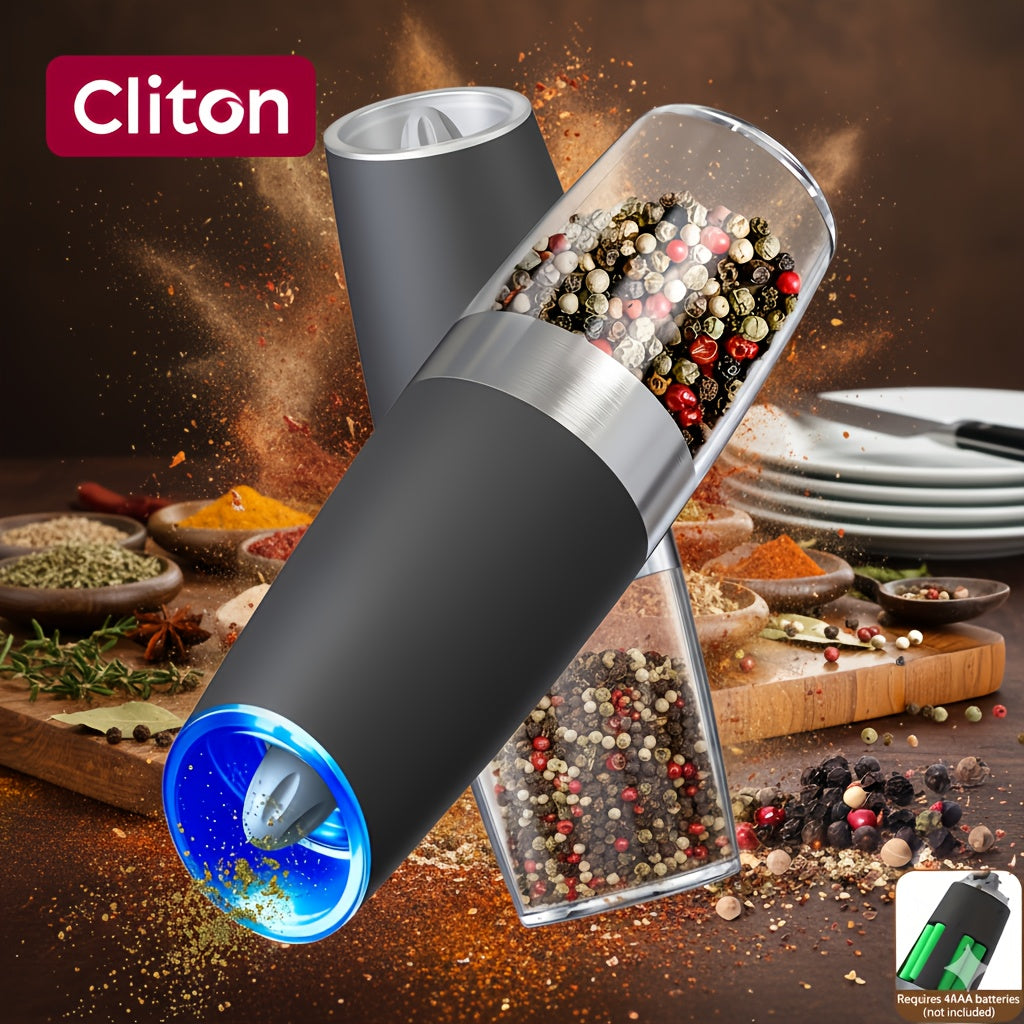 1pc2pcs Electric Salt and Pepper Mill with Tilt Grinding Pepper Grinder Suitable Large Capacity ABS Mills Adjustable Coarseness OneHand Operation  LED Light Holiday Gifts for Christmas