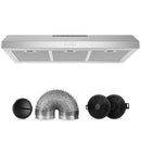 [Pre-order] Velivi 36 in. 600 CFM Convertible Ductless Under Cabinet Range Hood With 3 Speed Exhaust Fan and 2 LED Lights, Stainless Steel KMJ01-36HD - The Home Depot
