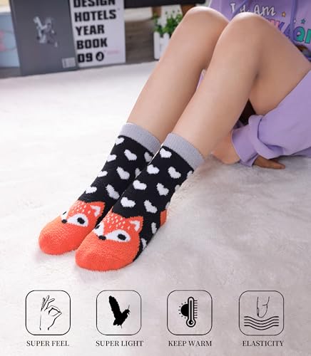 6 Pairs Kids Fuzzy Socks Toddler Non Slip Socks Boys Girls