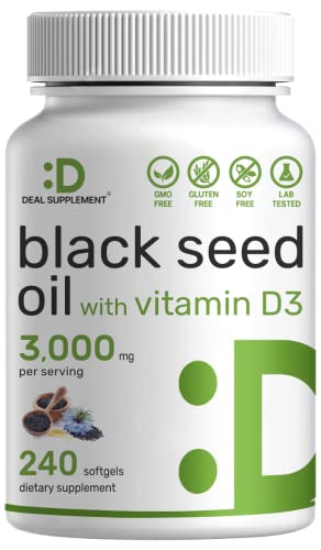 Black Seed Oil 3000mg with Vitamin D3 2000IU Per Serving