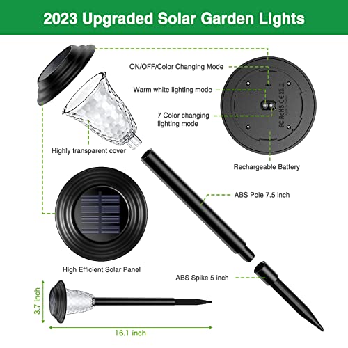 10 Pack Solar Pathway Lights Outdoor, Color Changing