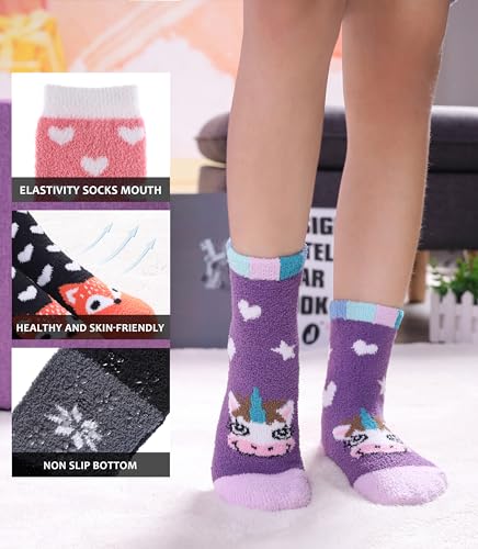 6 Pairs Kids Fuzzy Socks Toddler Non Slip Socks Boys Girls