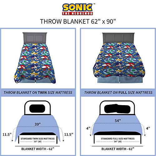 Franco Kids Bedding Super Soft Plush Throw Blanket, 62 in x 90 in, Sonic The Hedgehog, Anime