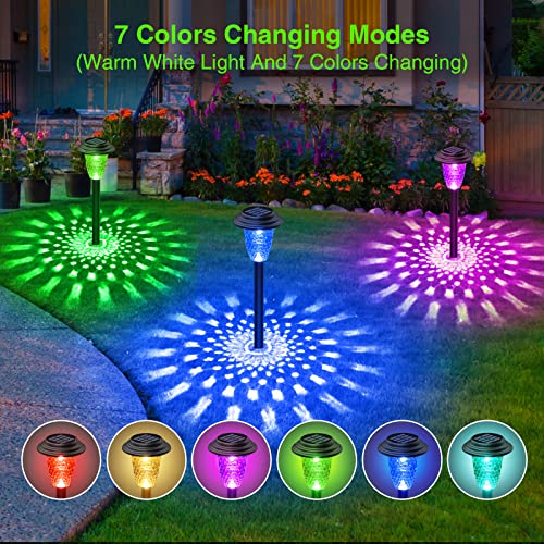 10 Pack Solar Pathway Lights Outdoor, Color Changing