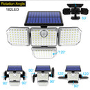 IP65 Waterproof 182 LED with Motion Sensor and Remote Control 4 Heads Outdoor LED Solar Light - The Triangle