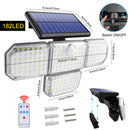 IP65 Waterproof 182 LED with Motion Sensor and Remote Control 4 Heads Outdoor LED Solar Light - The Triangle